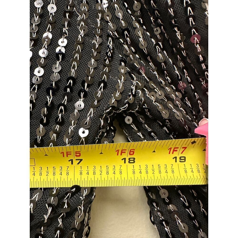 NWT Boohoo Size 14 Black Sequin Puff Sleeve Draped Mini Birthday Dress Party - Picture 15 of 16